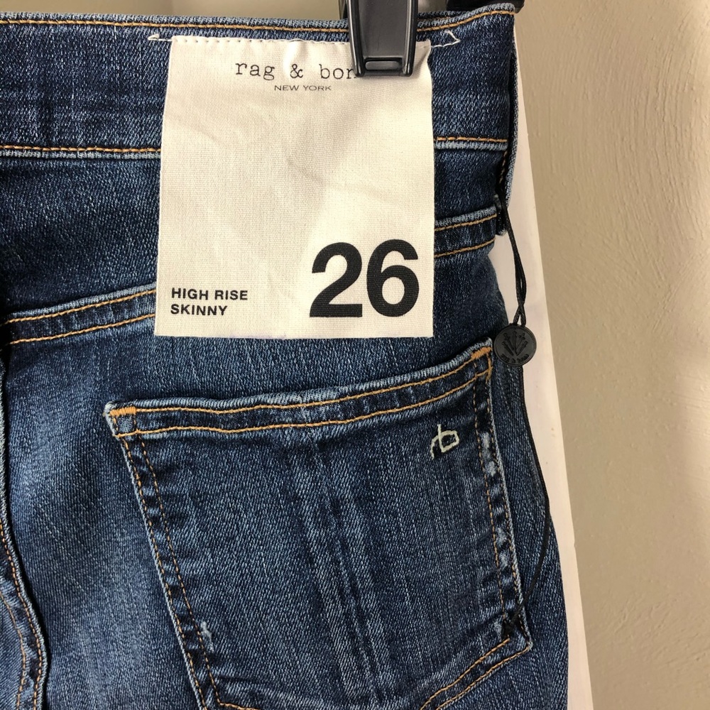 RAG & BONE High Rise Skinny in Elton Dark Wash 26 - Picture 5 of 10